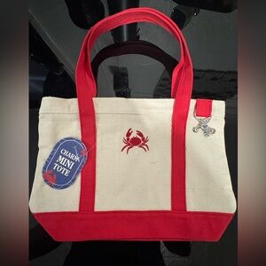 Canvas Mini Tote with Red Crab Accent